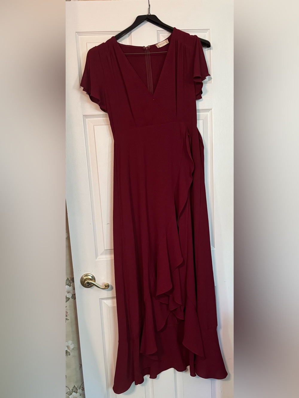 Altar'd State Burgundy Ruffle Maxi Dress